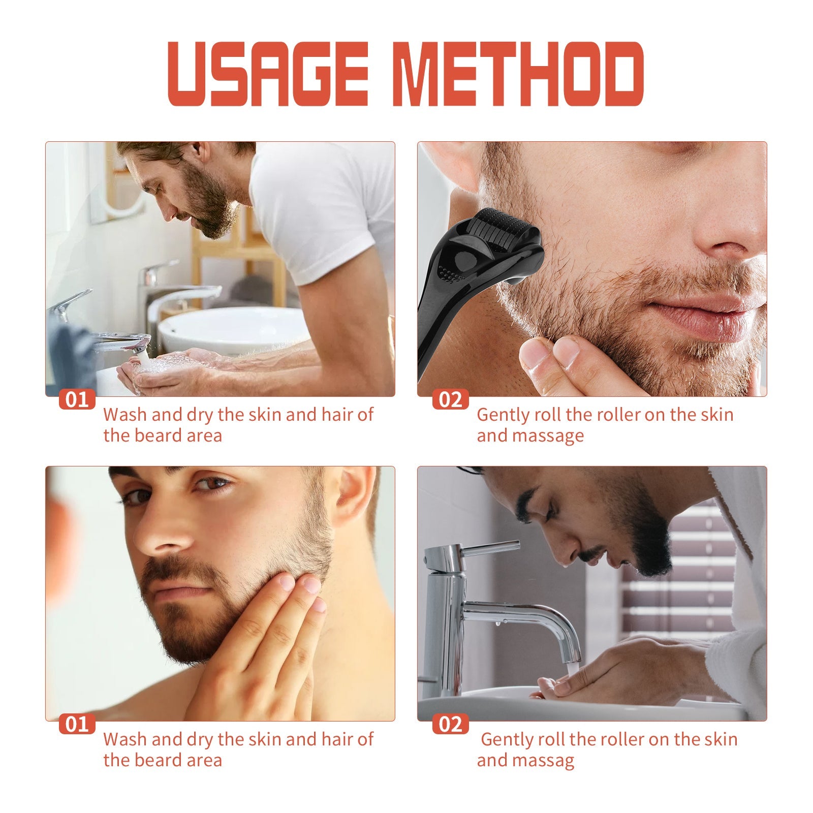 Beard Bushy Roller, Strong Root Moistens Soft Light For Men Nourishing Bushy Growing Beard Comb - Korvel