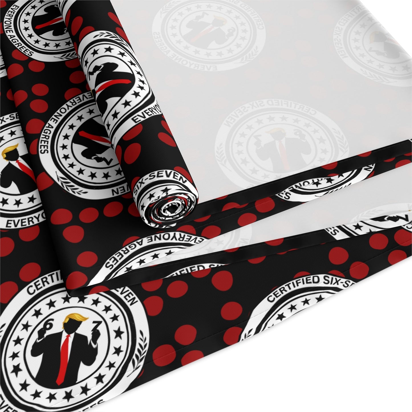 Certified Six Seven Table Runner – Political Parody Medallion Decor