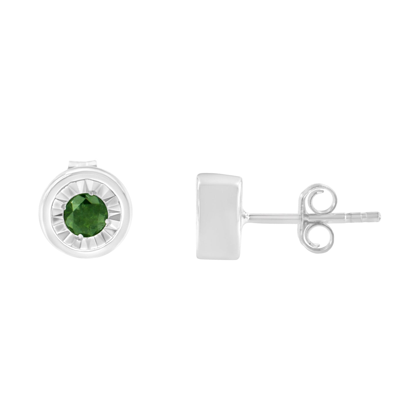 Boucles d'oreilles en argent sterling .925 avec diamants verts Miracle-Set