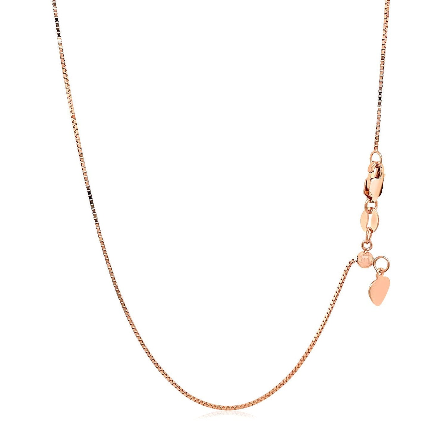 Collier en chaîne à maillons ajustable en or rose 14 carats