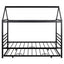 Twin Size Metal House Shape Platform Bed with Trundle - Black
