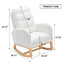Accent Rocking Chair with Footrest High Back Rubber Wood Rocking Legs Bedroom Living Space 26.77D X 38.36W X 39.76H Inch - Korvel