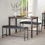 Dining Table Set Barstool Dining Table (with 2 PU Upholstered Benches) Industrial Style Dining Table and Chairs - Korvel