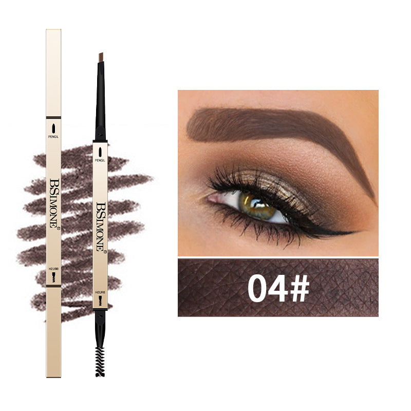 Natural Long-Lasting Waterproof Non-Fading Very Fine Three-Dimensional Not Easy To Smudge Double-Ended Small Gold Bar Eyebrow Pencil - Korvel