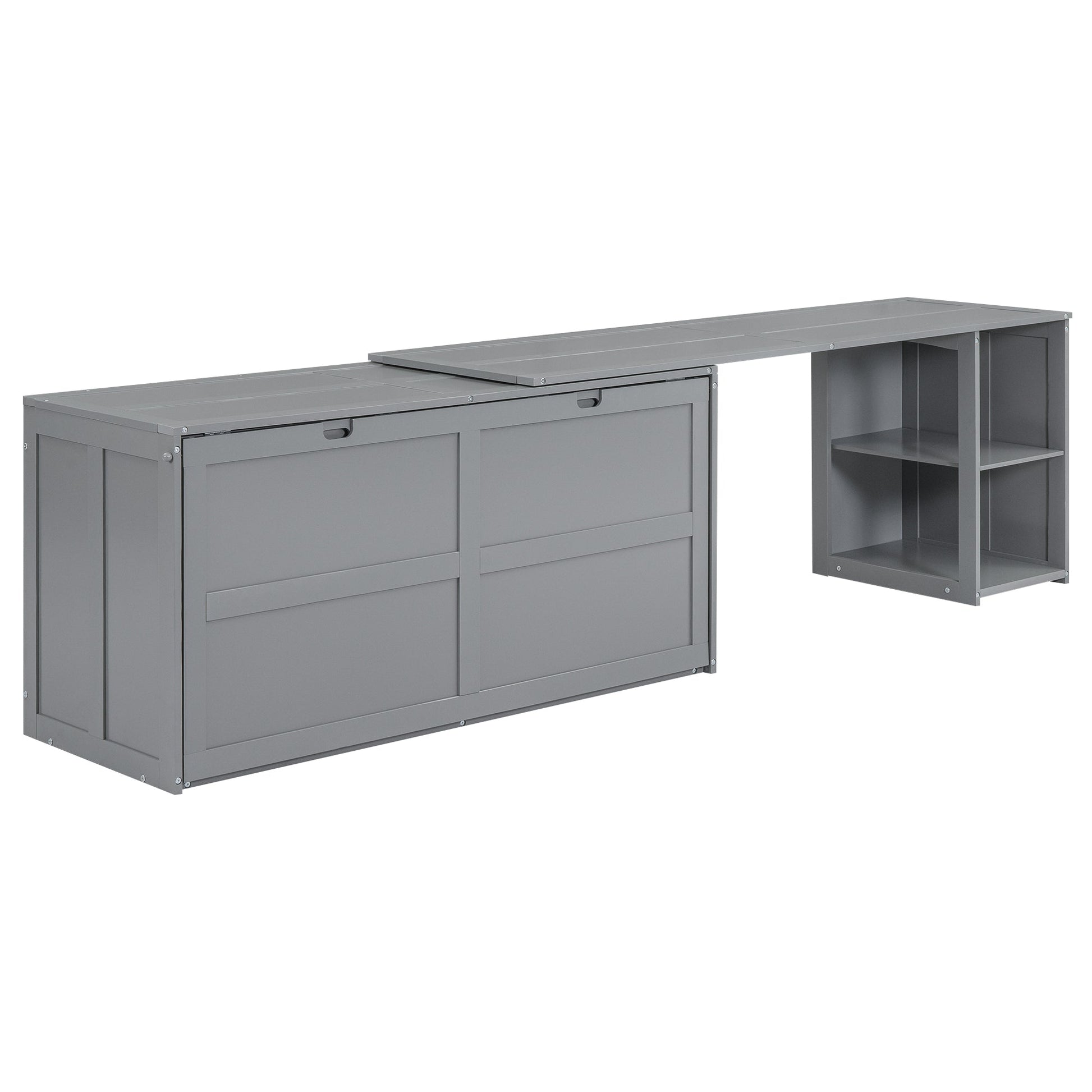 Queen Size Murphy Bed with Rotable Desk  Gray - Korvel