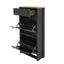 ONTREND Black Shoe Cabinet with 2 Flip Drawers