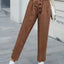 Decorative Button High Waist Pants