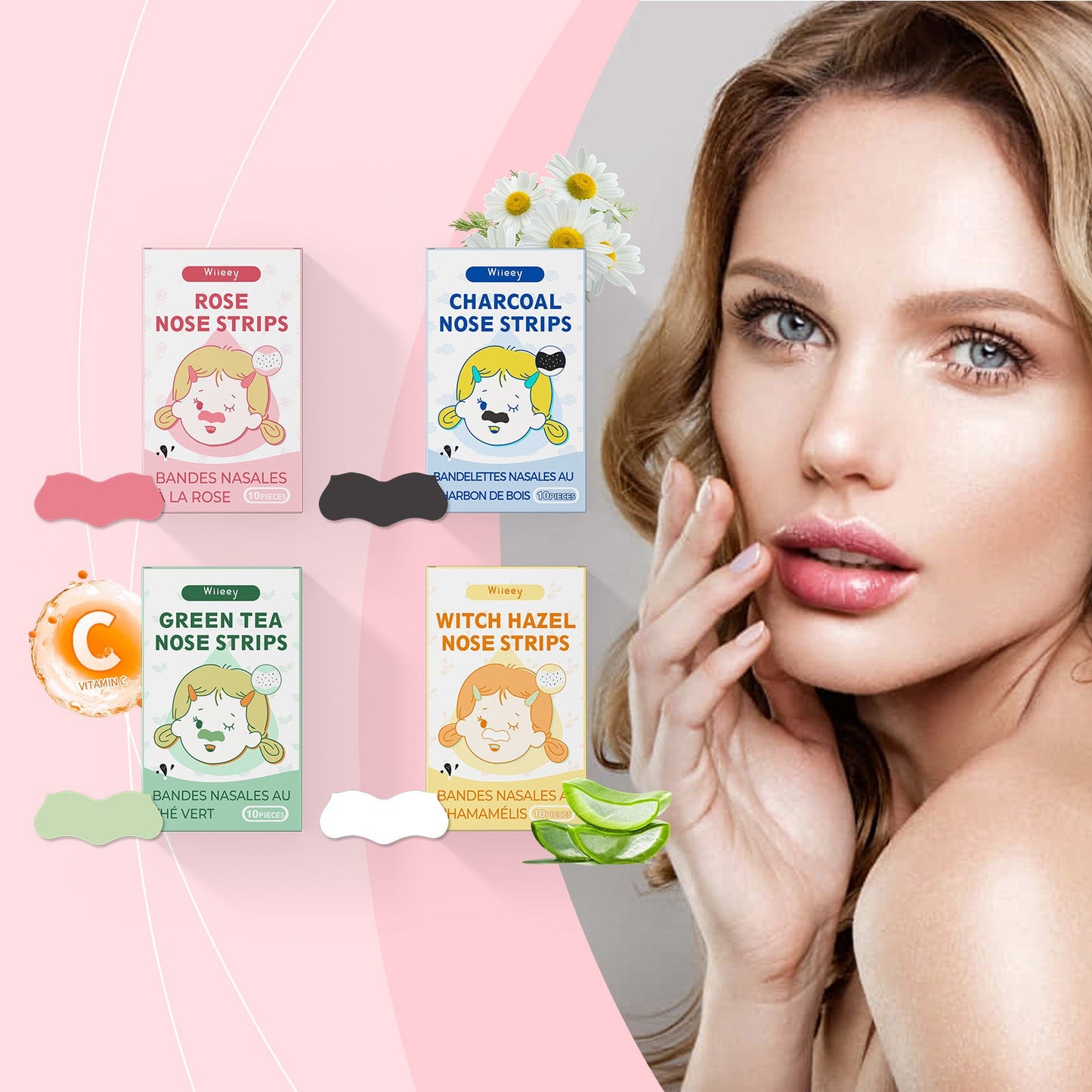 Bandes de soin douces pour le nez pour le nettoyage des pores et l'hydratation
