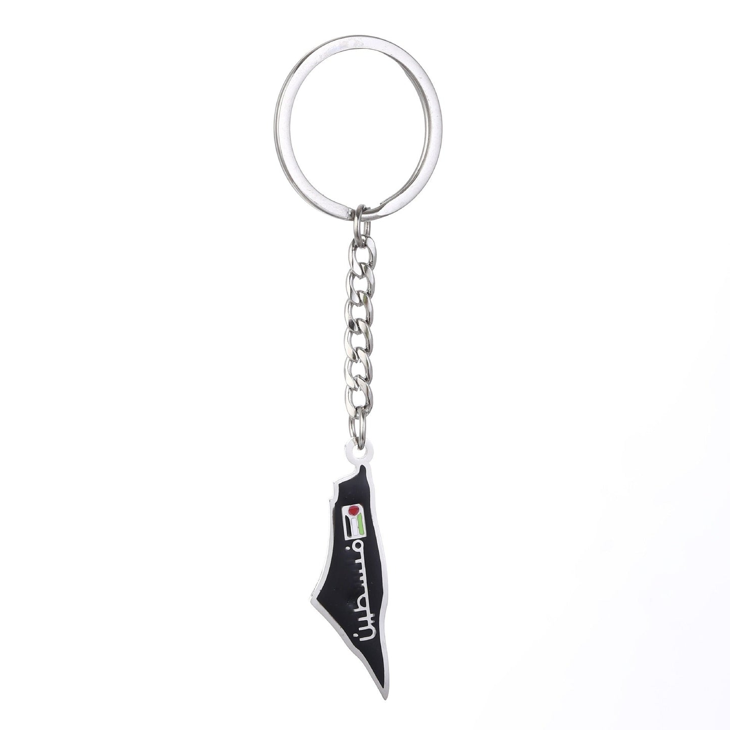 Israel Palestine Map Flag Drip Oil Stainless Steel Keychain Fashion Men's and Women's Stainless Steel Keys - Korvel