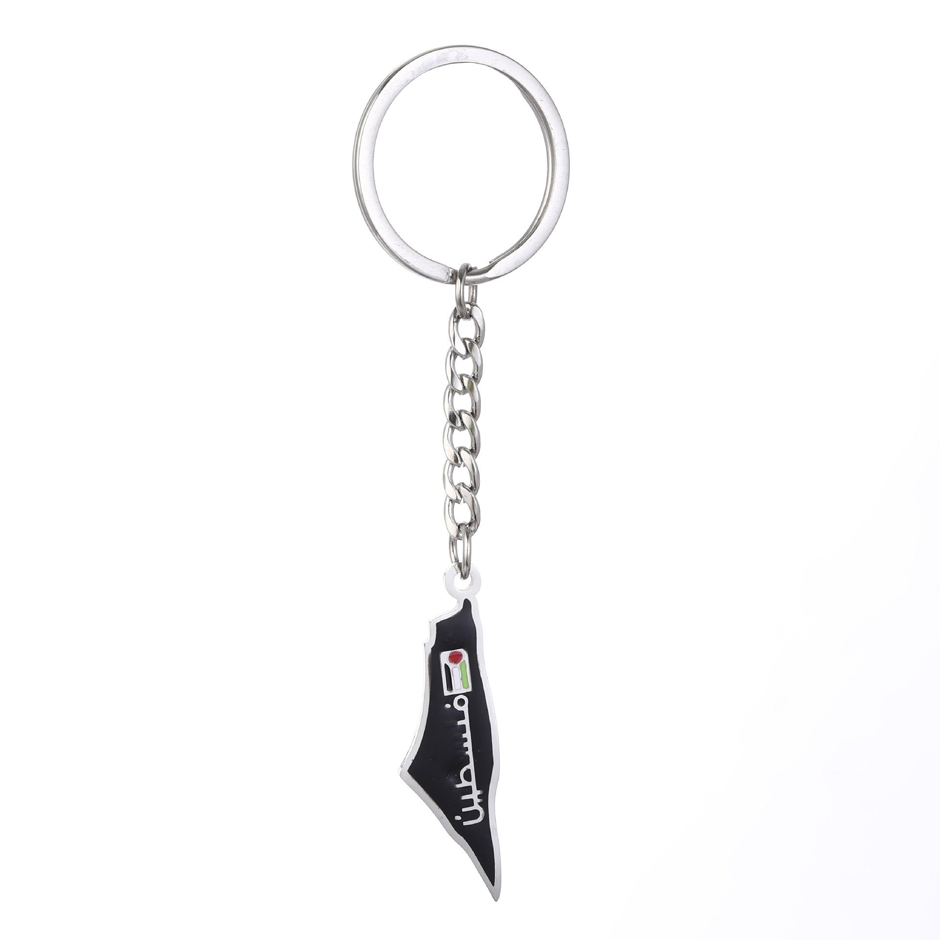 Israel Palestine Map Flag Drip Oil Stainless Steel Keychain Fashion Men's and Women's Stainless Steel Keys - Korvel