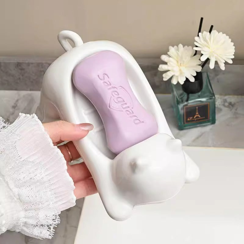 Cat soap box bathroom products bathroom accessories soap dish soap box cute pet cat drainage basket anti slip - Korvel