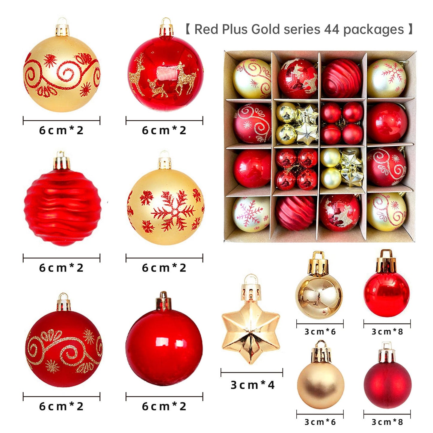 Christmas decoration 6cm electroplated ball plastic ball special-shaped painted Christmas ball gift Christmas tree pendant - Korvel
