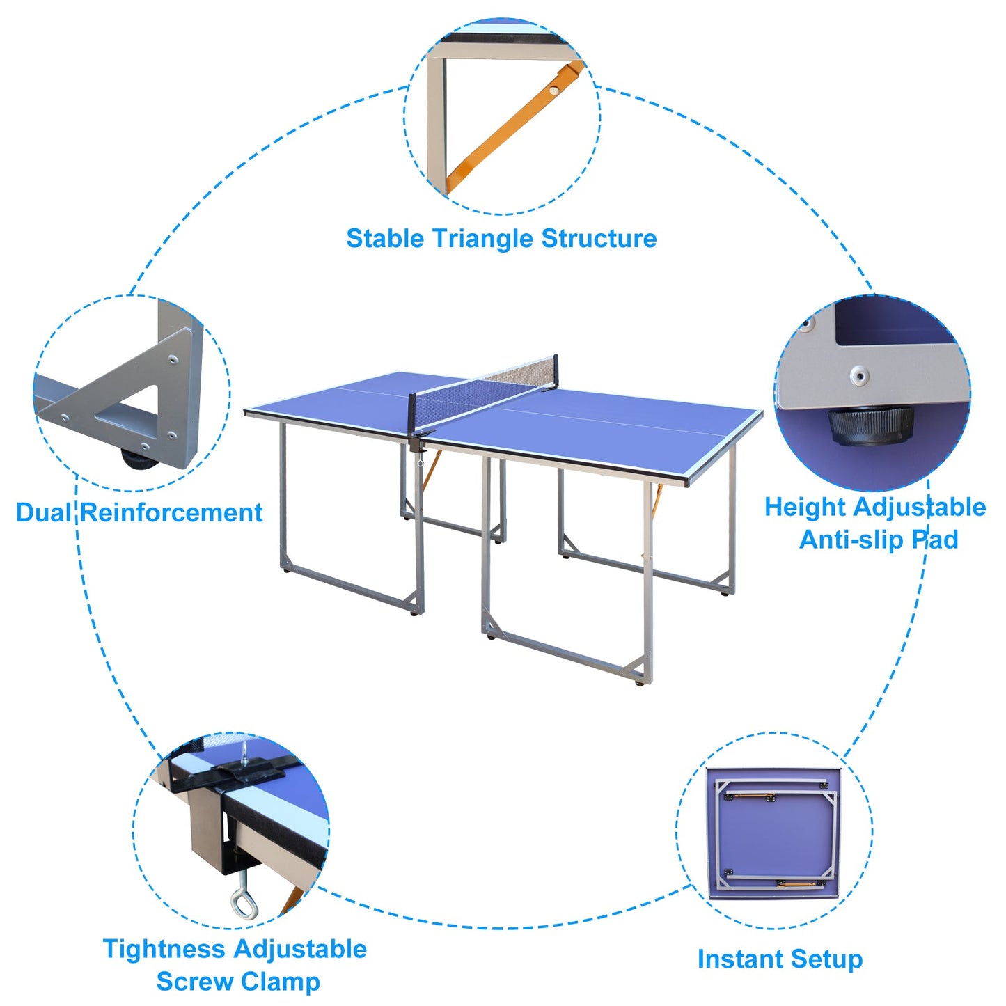 6ft Foldable Portable Table Tennis Table Set