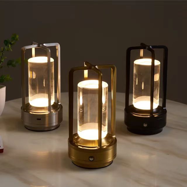 Gold black silver cross shaped desk lamp button touch US charging decorative desk lamp - Korvel