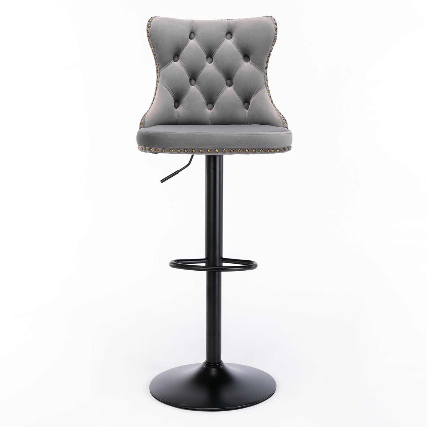 Gray,Set of 2 25-33 Inch,17.7 inch base, Modern Upholstered Bar Stools with Backs Comfortable Tufted for Home Pub and Kitchen - Korvel