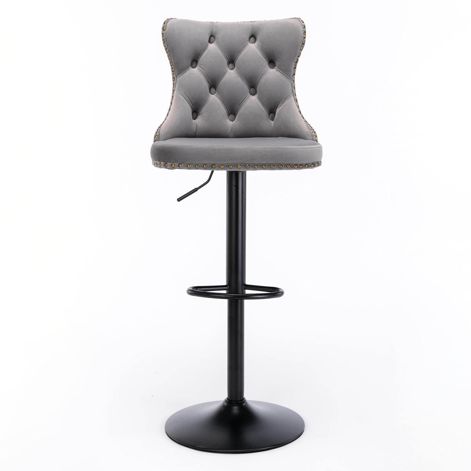 Gray,Set of 2 25-33 Inch,17.7 inch base, Modern Upholstered Bar Stools with Backs Comfortable Tufted for Home Pub and Kitchen - Korvel