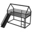 Twin over Twin House Bunk Bed with Ladder and Slide,Black - Korvel