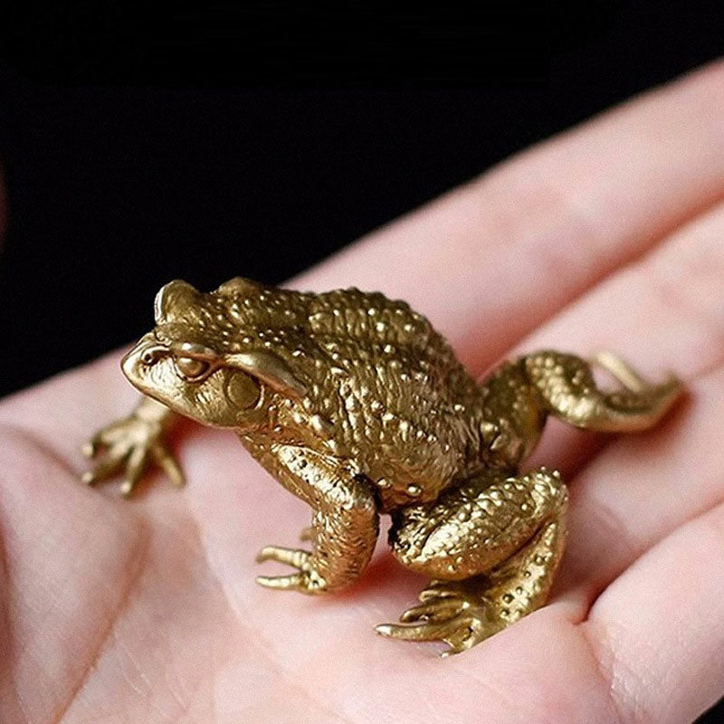 Brass Golden Toad and Toad Fortune Ornament Table Retro Frog Copper Toad Tea Tray Ornament - Korvel