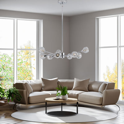 Modern Crystal Chandeliers, 9 Lights Chrome Chandelier for Living Room Bedroom (Bulbs Not Included) - Korvel