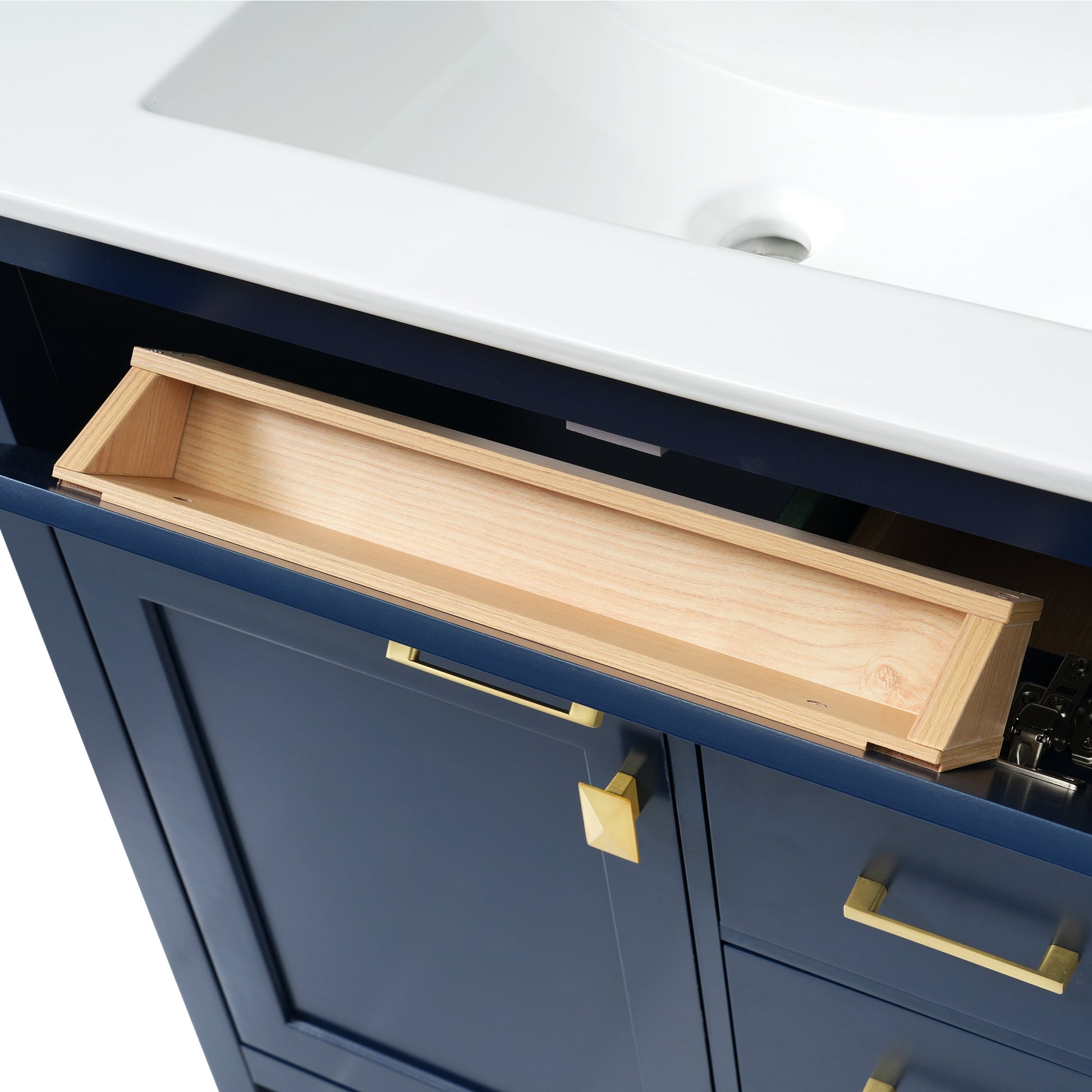 30-Inch Blue Bathroom Vanity with Ceramic Sink and Ample Storage - Ideal Choice for Small Bathrooms - Korvel