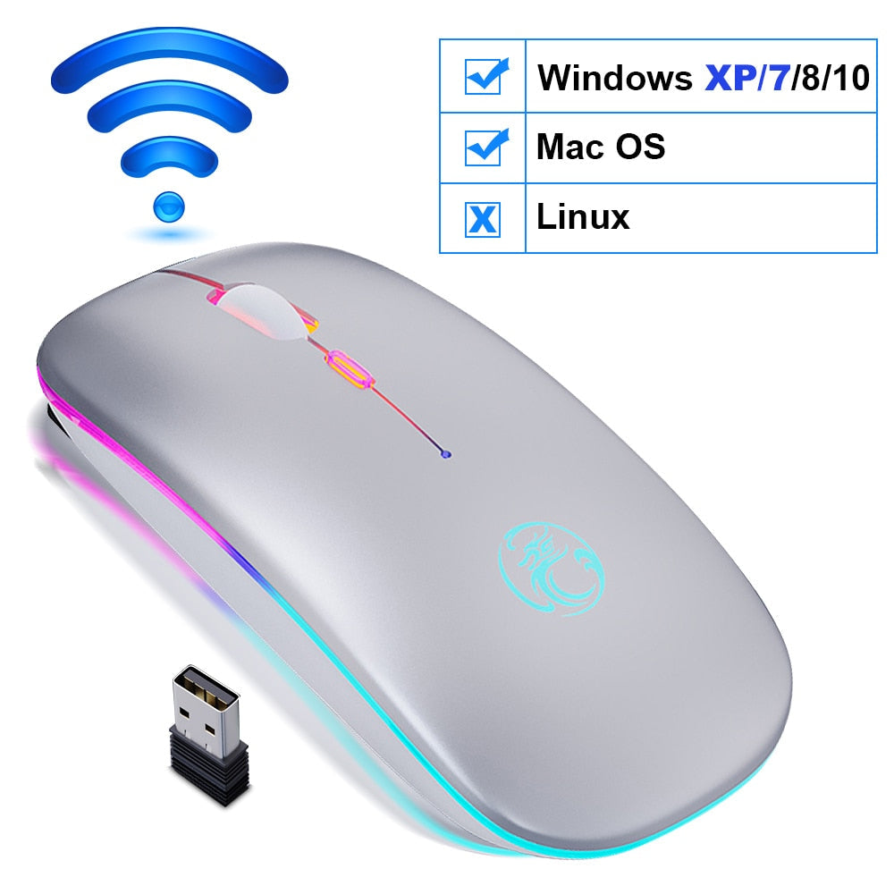 Wireless Mouse Bluetooth RGB Rechargeable Mouse Wireless Computer Silent Mause LED Backlit Ergonomic Gaming Mouse For Laptop PC - Korvel