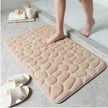 Cobblestone Embossed Bathroom Bath Mat Non-slip Carpets In Wash Basin Bathtub Side Floor Rug Shower Room Doormat Memory Foam Pad - Korvel