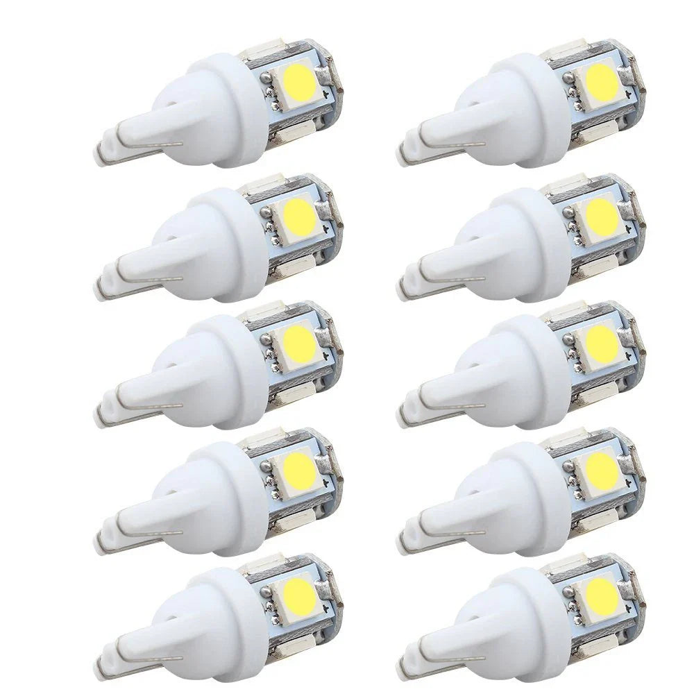 10PCS Super White T10 LED Car Bulbs - 12V
