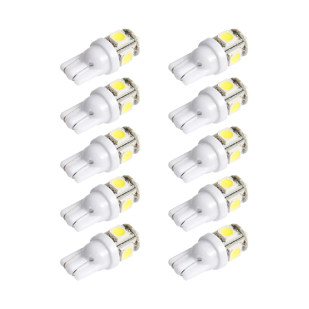 10PCS Super White T10 LED Car Bulbs - 12V