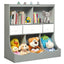 Freestanding Combo Cubby Bin Storage Organizer Unit with 3 Baskets - Gray