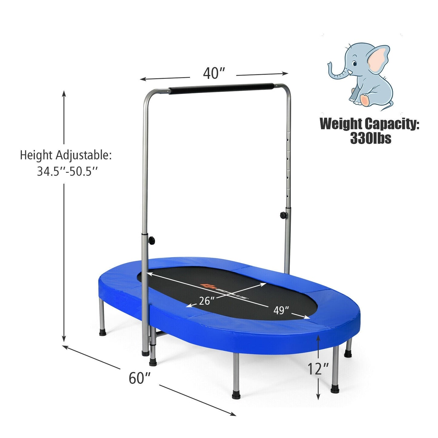 Trampolín Rebotador Mini Plegable para Niños de 2 Personas - Azul