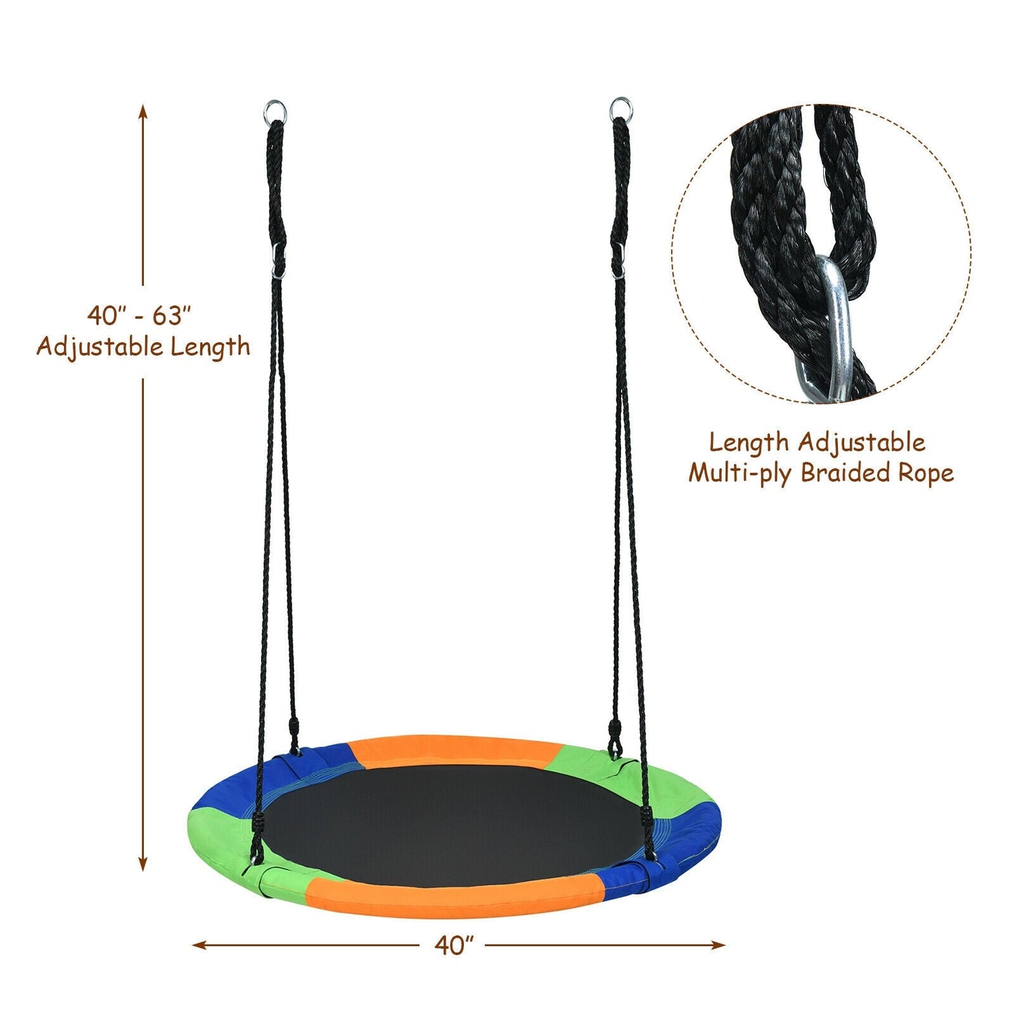 40-Inch Flying Saucer Tree Swing for Outdoor Fun