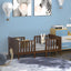 2-in-1 Convertible Kids Wooden Toddler Bed with Guardrails - Brown