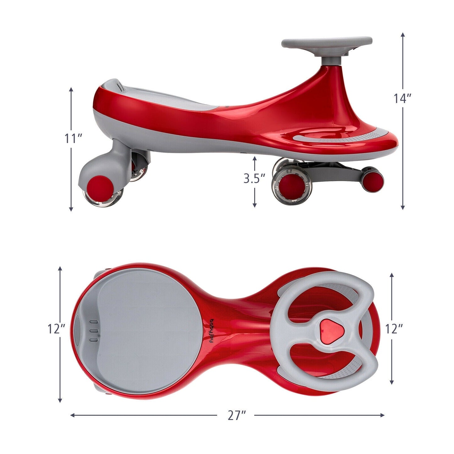 Jouet à bascule Wiggle Car avec roues clignotantes - Rouge