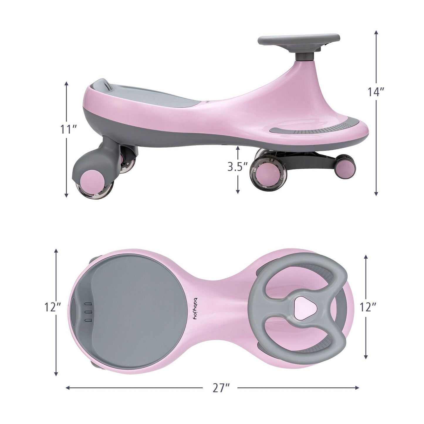 Jouet à bascule Wiggle Car avec roues clignotantes - Rose