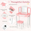 Kids Princess Vanity Table and Stool Set - Pink