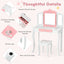 Ensemble de table de maquillage et de tabouret pour enfants Princesse avec miroir pliant - Blanc