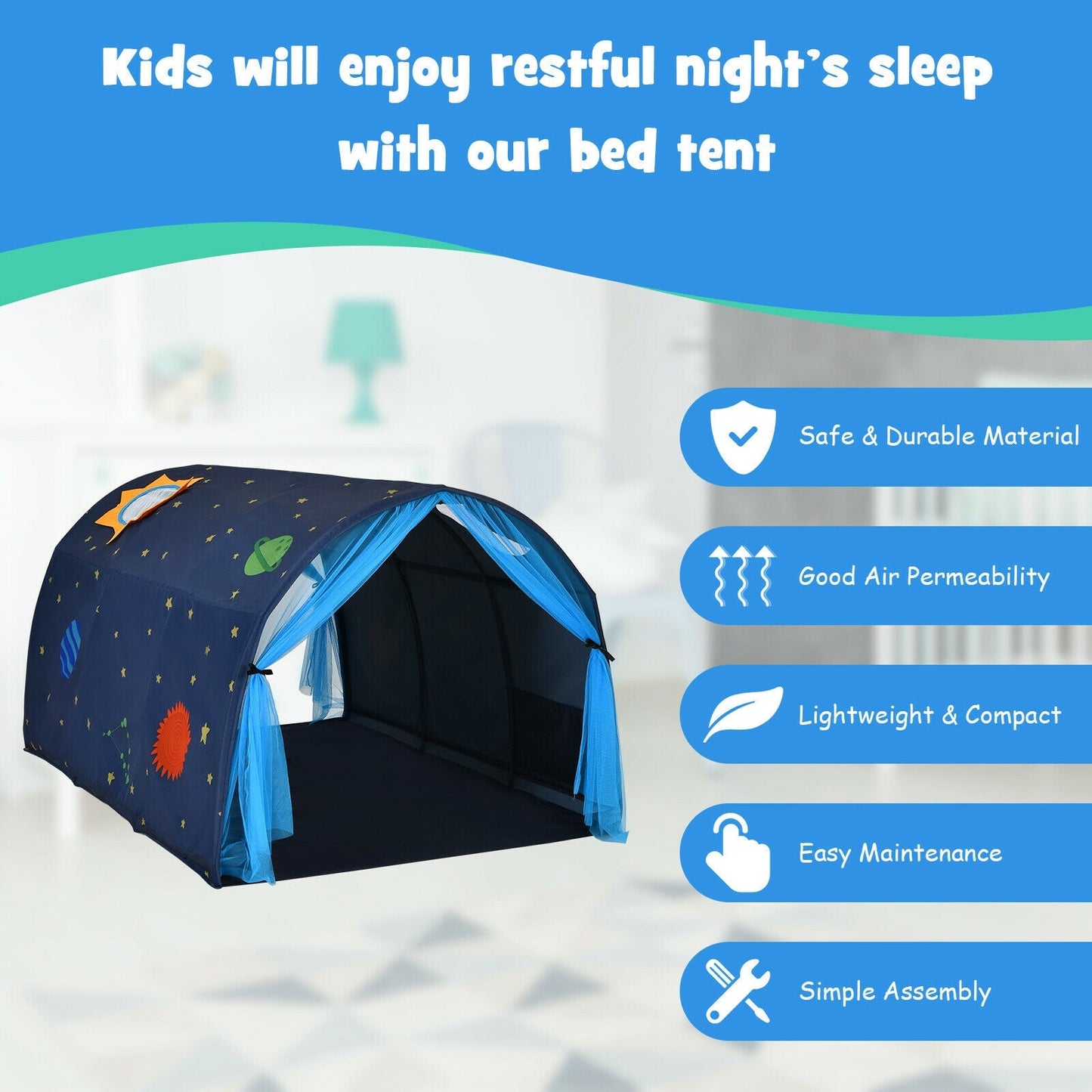 Kids Galaxy Starry Sky Dream Portable Play Tent - Blue