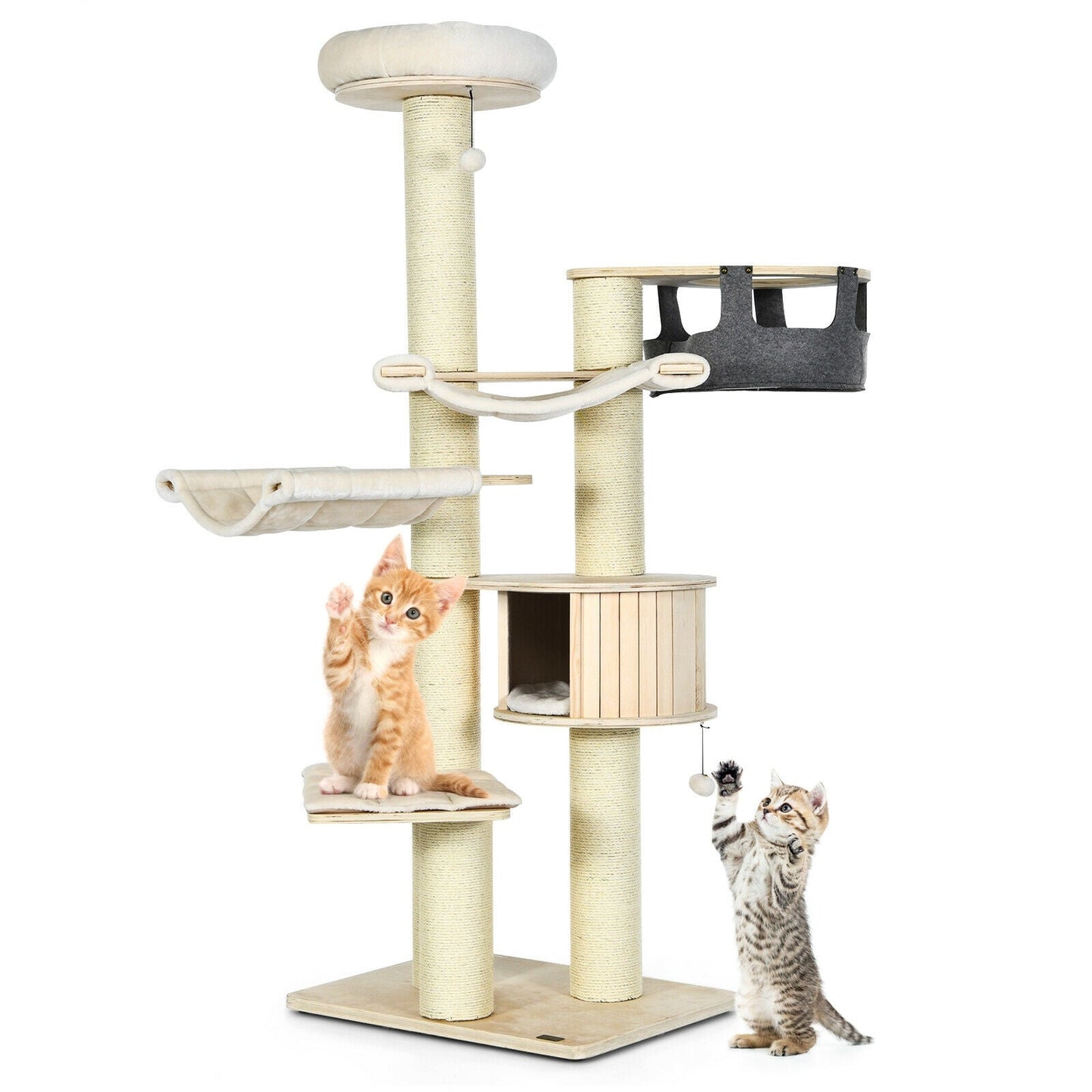 77.5-Inch Multi-Level Cat Tree Condo - Cream White