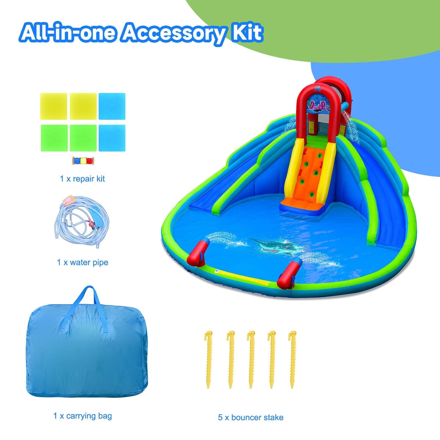 Inflatable Waterslide Bounce House with Upgraded Handrail
