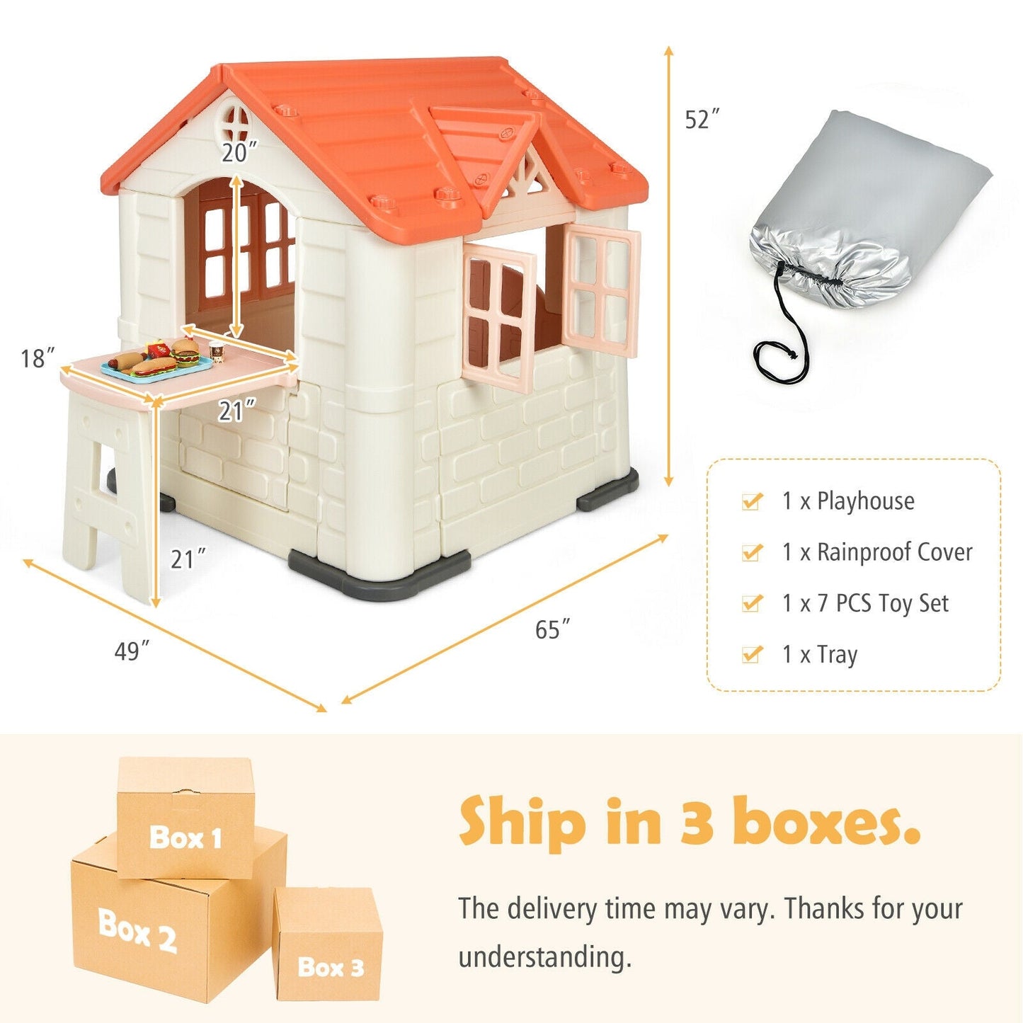Casa de Juguete Gbruno para Niños - Set de 7 Piezas en Rosa