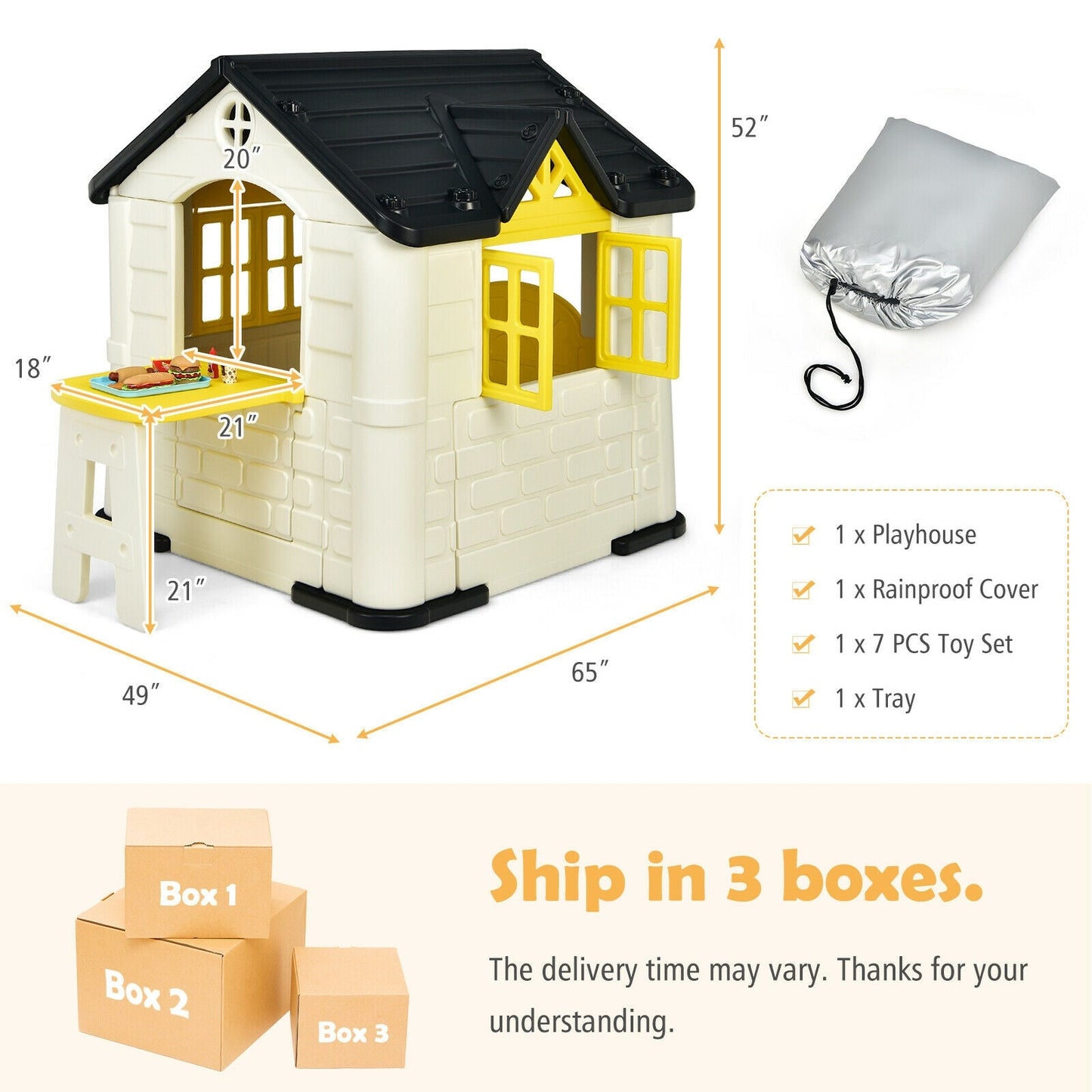 Conjunto de Juguetes Casa de Juegos Gbruno para Niños - 7 Piezas en Amarillo