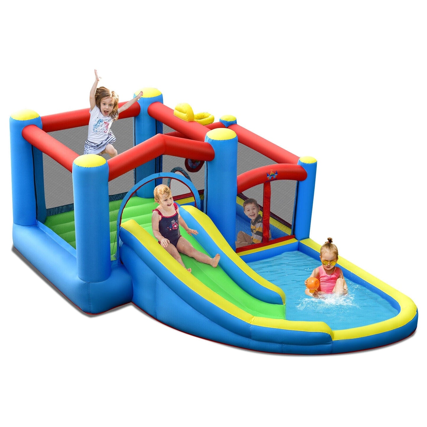 Castillo Inflable de Agua para Niños con Tobogán y Ventilador