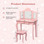 Conjunto de Mesa de Vanity con Espejo de Maquillaje Rosa para Niños