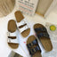 Sandalias deslizantes de doble hebilla ajustables premium para mujeres