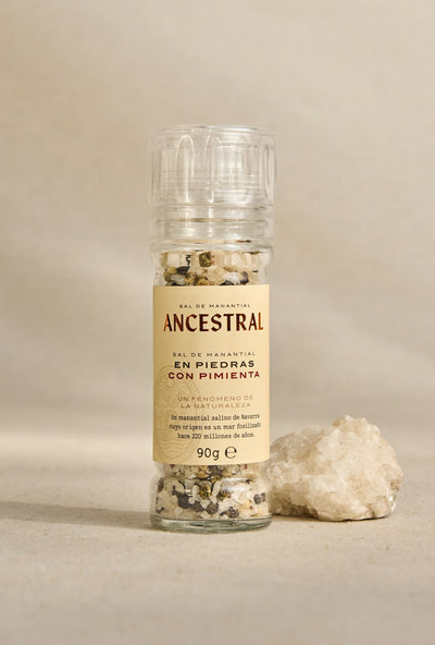 Natural Spring Salt Crystals & Organic Pepper - Glass Mill - Korvel