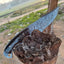 The Blazecrest Custom Deer Skinning Knife - 8-Inch Full Tang Fire Damascus Steel with Buffalo Horn Handle - Korvel