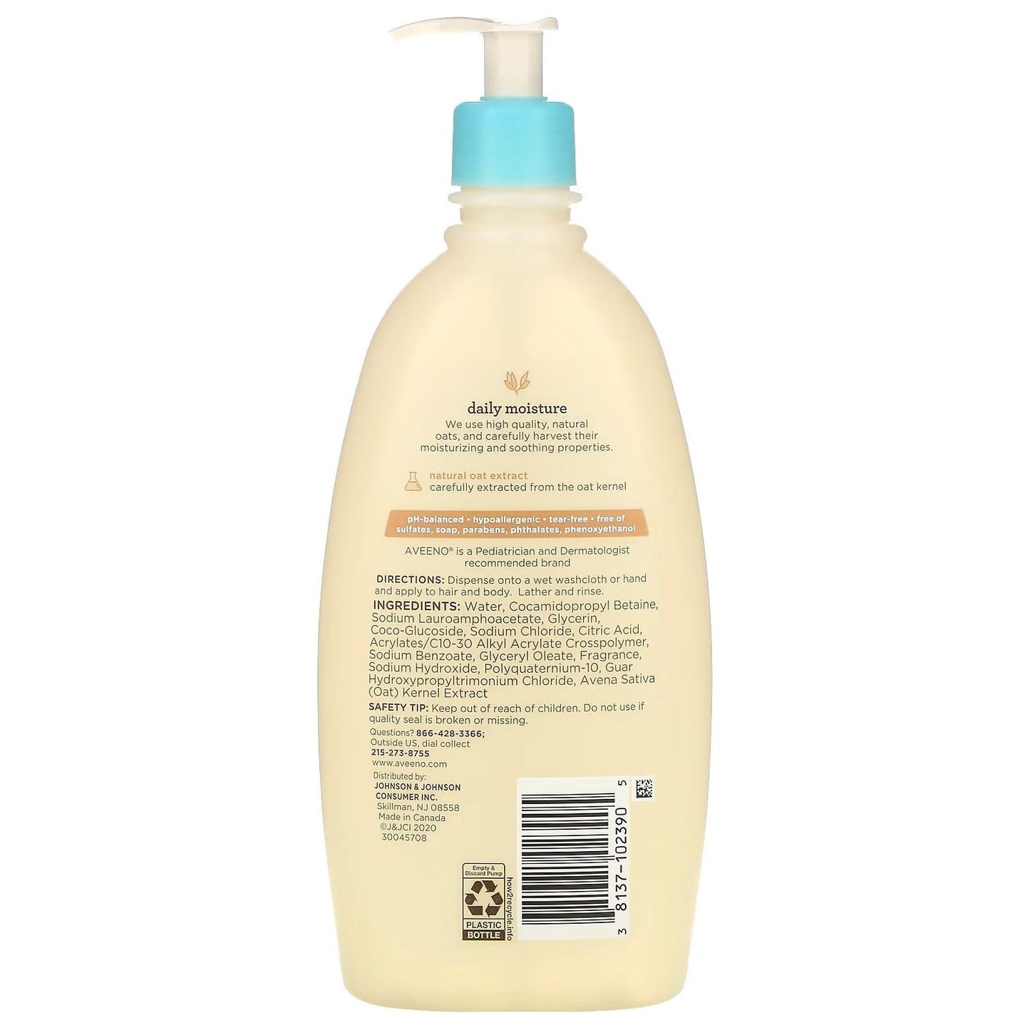 Aveeno Baby Gel Douche et Shampooing Hydratant Quotidien avec Extrait d'Avoine - 8 Fl. Oz