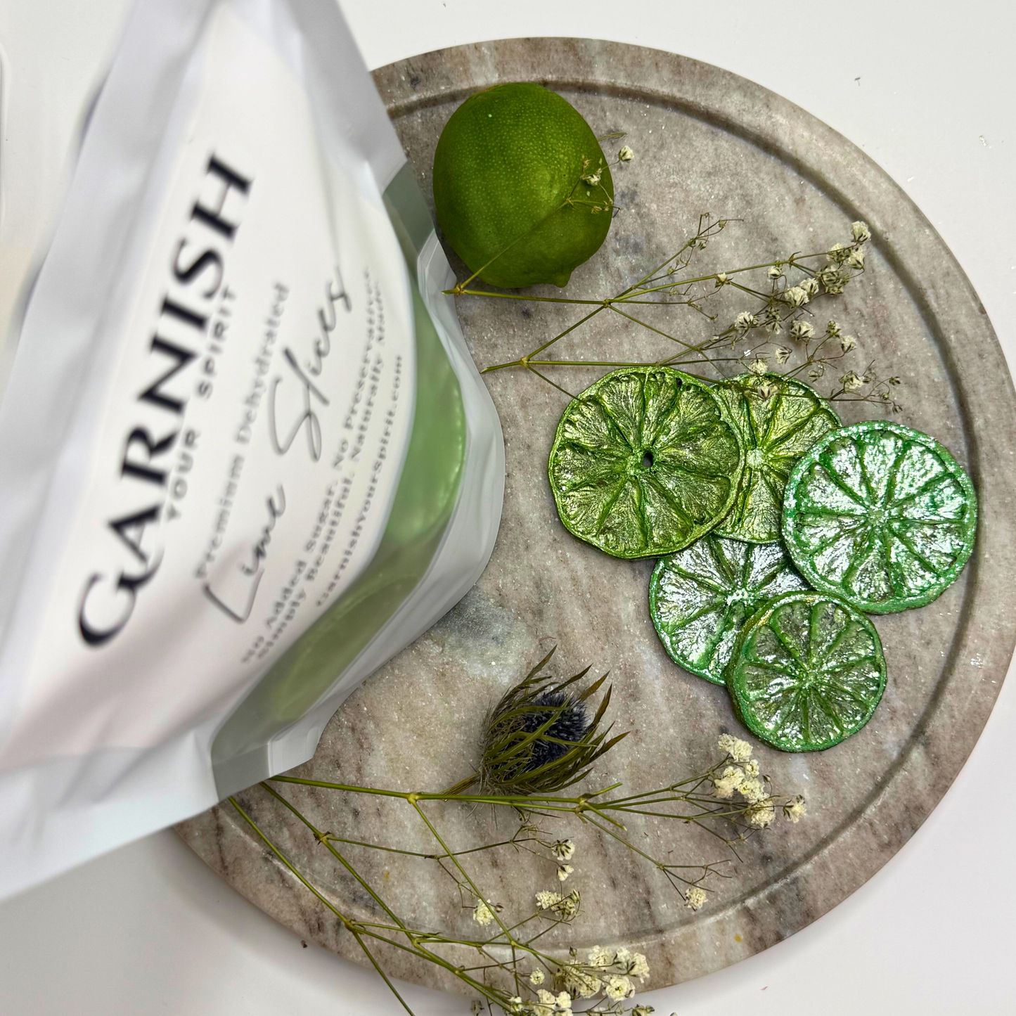 Ensemble de Garniture de Citron Vert Séché avec Poussière Lustrée Rose et Verte