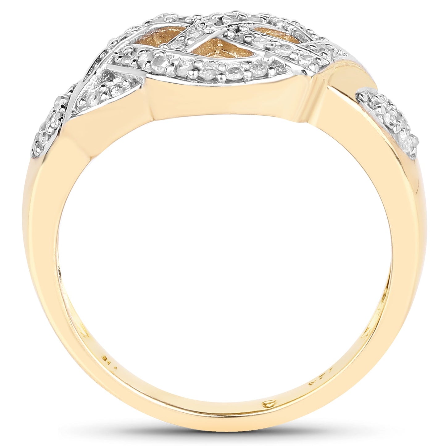 Anillo Cruzado de Diamante de 0.21 Quilates Baño de Oro Amarillo de 14K