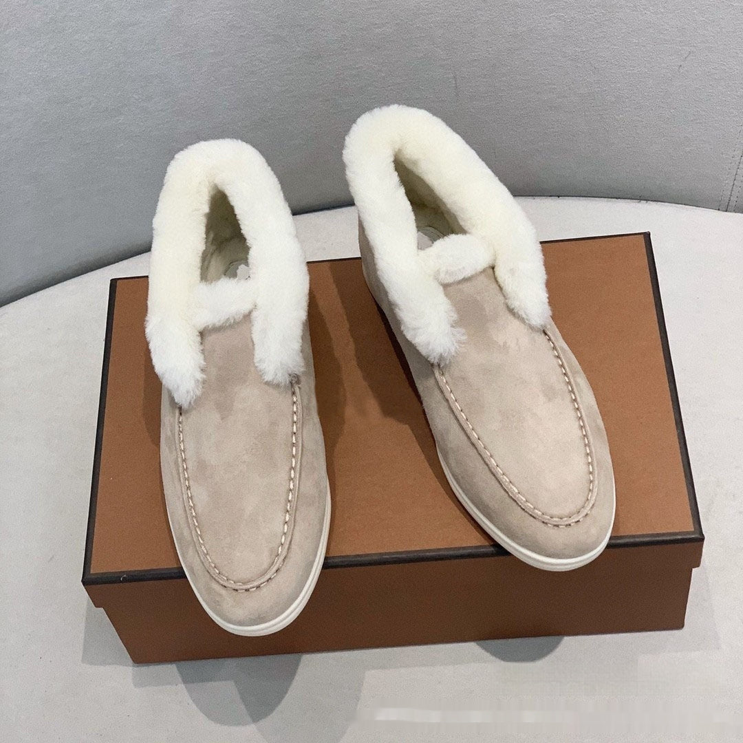 Bottes courtes en cuir laineux pour la neige - Doublées en polaire pour la chaleur